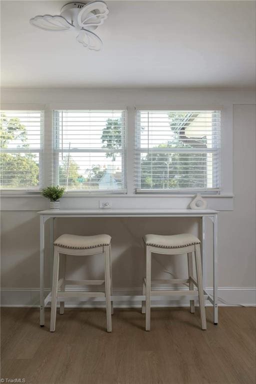 unfurnished dining area with wood-type flooring