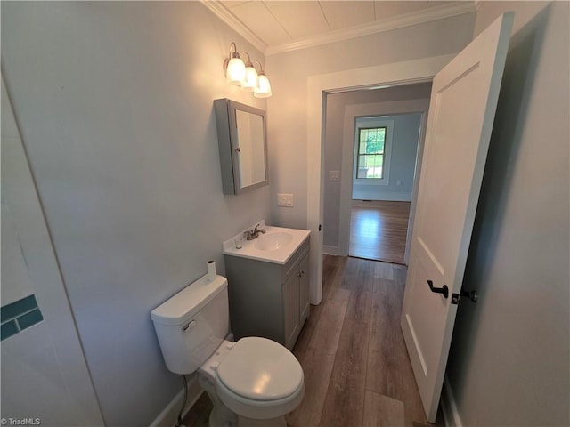117 Hillcrest St, Jonesville, NC 28642 - half bathroom with crown molding, vanity, and wood finished floors