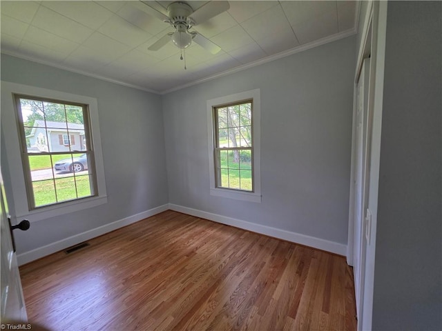 117 Hillcrest St, Jonesville, NC 28642 - unfurnished room featuring plenty of natural light, wood finished floors, ornamental molding, and a ceiling fan