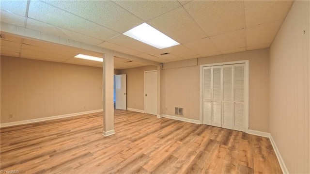 3128 Burke Mill Ct, Winston-Salem, NC 27103 - below grade area with wood finished floors and a paneled ceiling