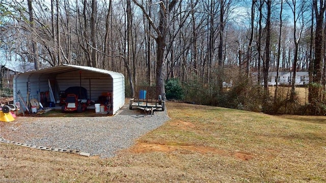 view of yard featuring a carport