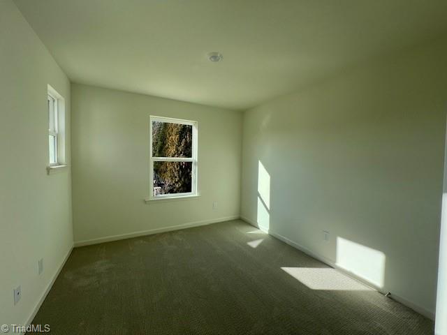 empty room with dark colored carpet