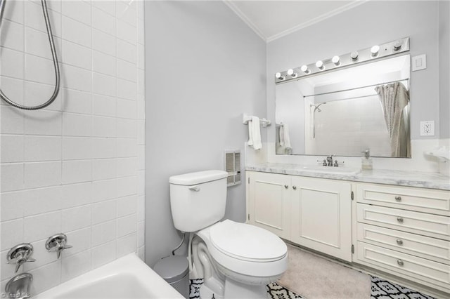 1315 Waybridge Ln, Winston-Salem, NC 27103 - bathroom with crown molding, vanity, and shower / bath combo with shower curtain