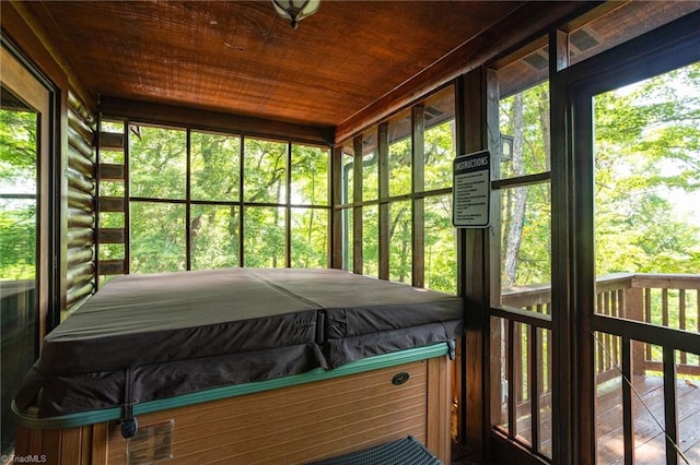 2235 Buck Mountain Rd, Purlear, NC 28665 - sunroom / solarium featuring a hot tub