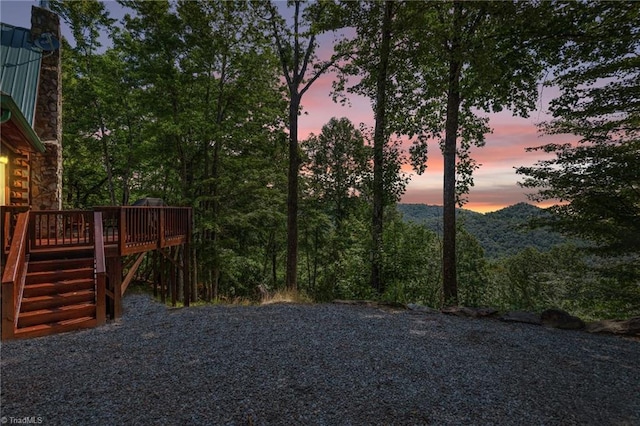 2235 Buck Mountain Rd, Purlear, NC 28665 - view of yard featuring a wooden deck and stairway