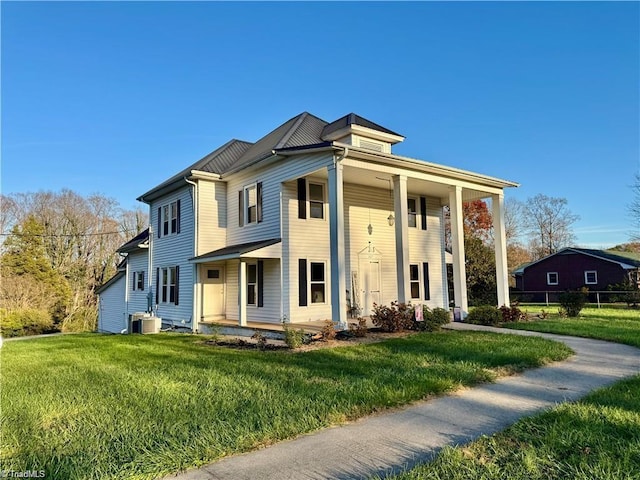 327 S Carolina Ave, Boonville, NC 27011 - neoclassical / greek revival house with covered porch, a front lawn, and central AC unit