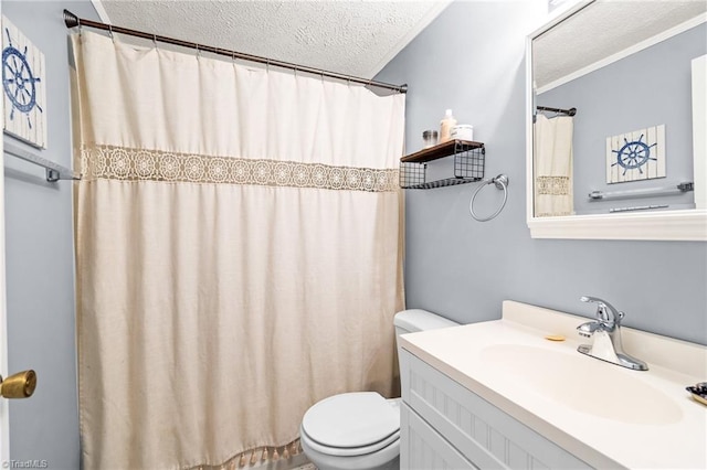 1765 K Fork Rd, Madison, NC 27025 - full bath with a textured ceiling, toilet, vanity, and a shower with curtain