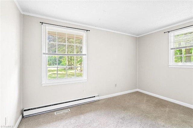 1765 K Fork Rd, Madison, NC 27025 - unfurnished room with a baseboard radiator, carpet, baseboards, and ornamental molding