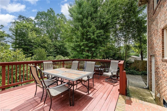 1601 Heraldry Ln, Greensboro, NC 27455 - wooden terrace with outdoor dining area