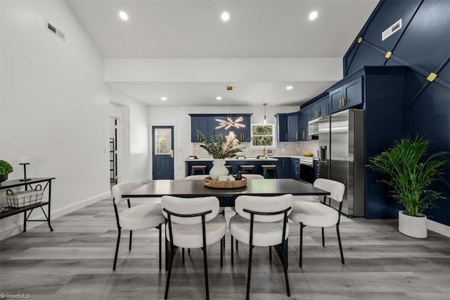 7126 Whitetail Dr, Julian, NC 27283 - dining space featuring recessed lighting, baseboards, visible vents, and light wood-style flooring