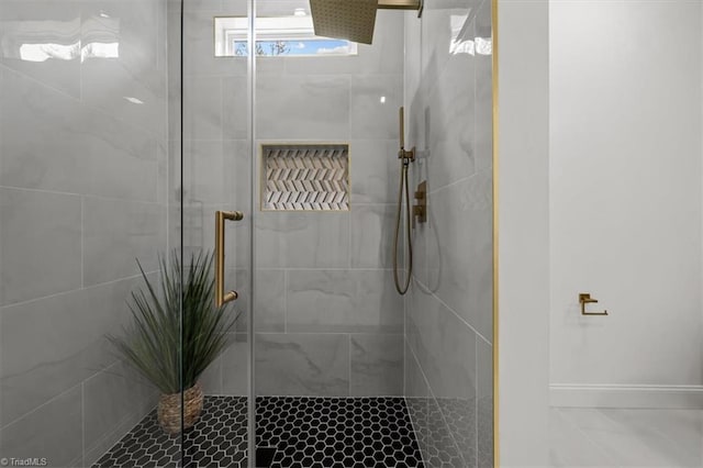 7126 Whitetail Dr, Julian, NC 27283 - bathroom with baseboards and a shower stall
