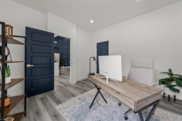7126 Whitetail Dr, Julian, NC 27283 - office with baseboards, recessed lighting, and wood finished floors
