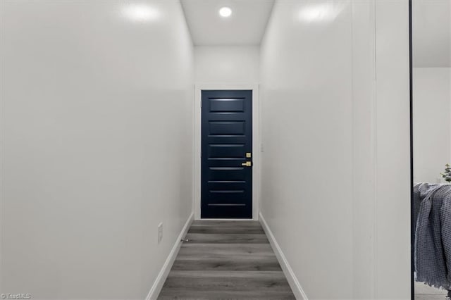 7126 Whitetail Dr, Julian, NC 27283 - doorway featuring baseboards, recessed lighting, and wood finished floors