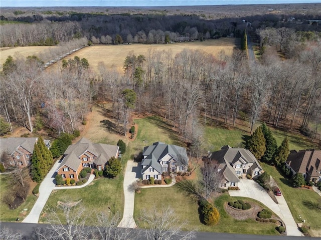 bird's eye view with a residential view and a view of trees