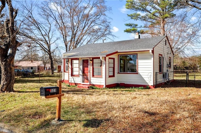 bungalow with a front lawn