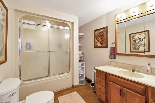 140 Blue Heron Ln, Wilkesboro, NC 28697 - full bath with wood finished floors, toilet, vanity, and enclosed tub / shower combo