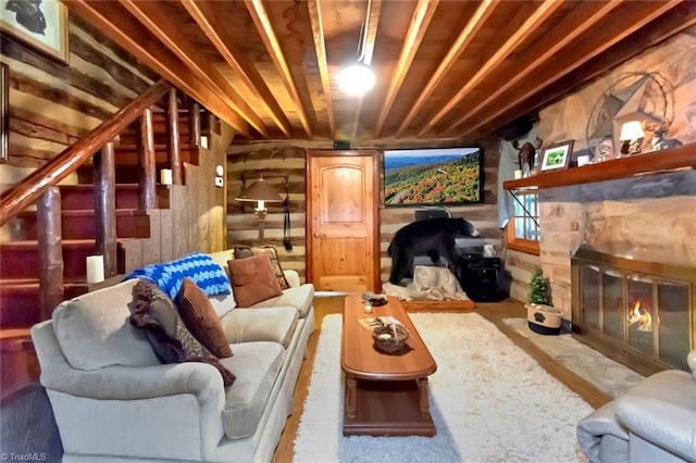 140 Blue Heron Ln, Wilkesboro, NC 28697 - living room featuring a fireplace