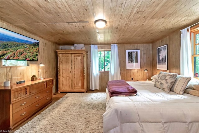 140 Blue Heron Ln, Wilkesboro, NC 28697 - bedroom with wooden ceiling, wood walls, and wood finished floors