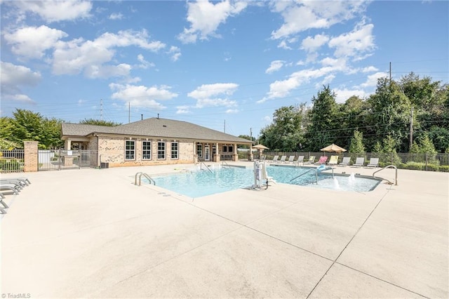 view of pool with a patio area