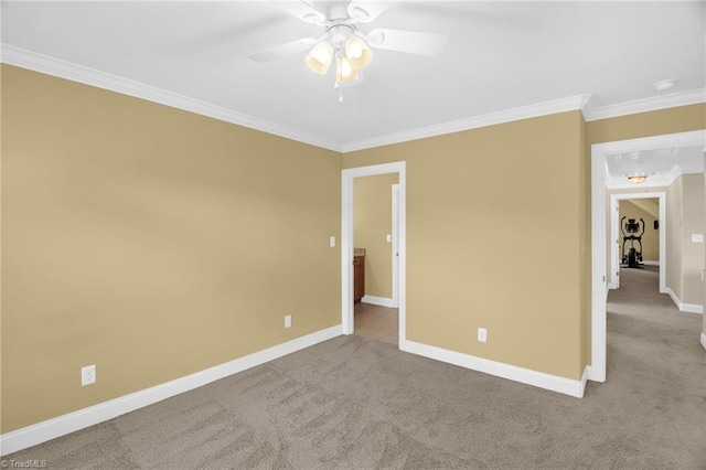 6122 Olde Fields Way, Pfafftown, NC 27040 - unfurnished bedroom with crown molding, carpet flooring, baseboards, and ceiling fan