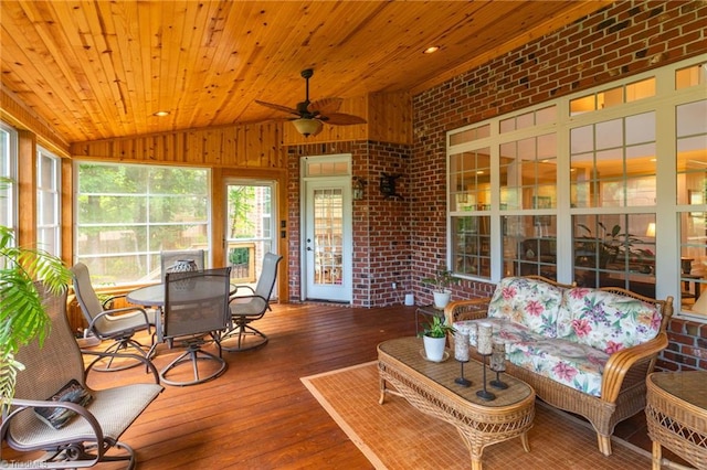 6122 Olde Fields Way, Pfafftown, NC 27040 - sunroom with vaulted ceiling, ceiling fan, and outdoor dining area