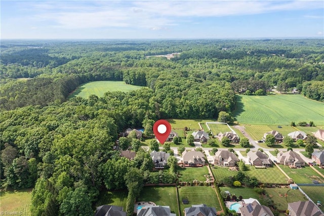 6122 Olde Fields Way, Pfafftown, NC 27040 - aerial overview of property's location featuring a heavily wooded area
