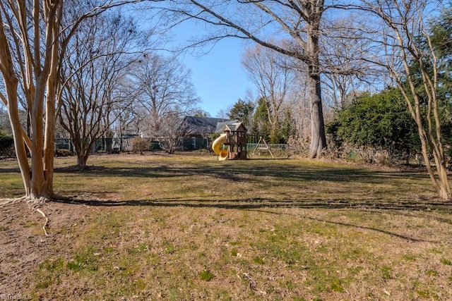 view of yard with a playground