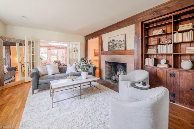 living room with hardwood / wood-style floors