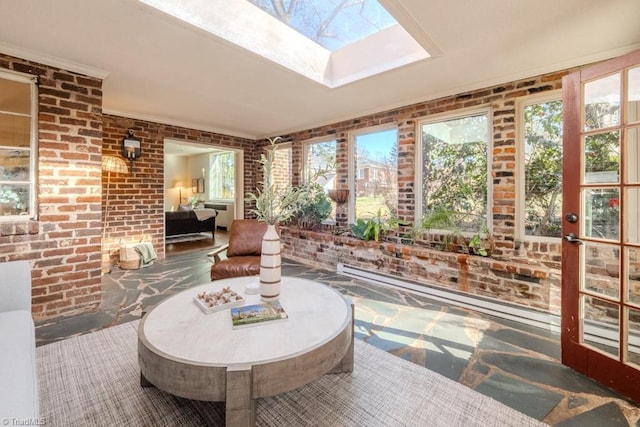 sunroom with a skylight