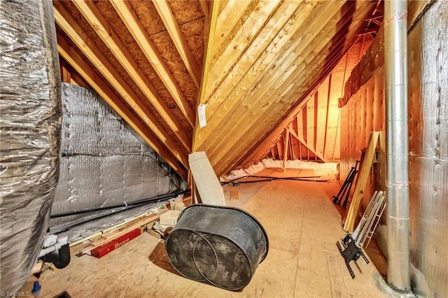 view of unfinished attic