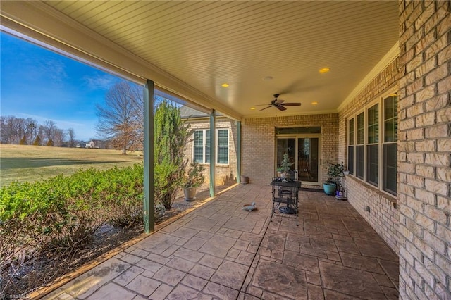 view of patio / terrace with ceiling fan