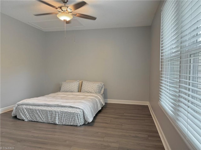 12 Cedar Knoll Ct Unit 12, Greensboro, NC 27407 - bedroom with wood finished floors, attic access, and a ceiling fan