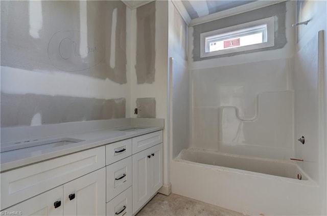 bathroom with vanity and tub / shower combination