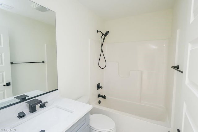 3799 Peony Way, Clemmons, NC 27012 - bathroom featuring visible vents, bathing tub / shower combination, toilet, and vanity