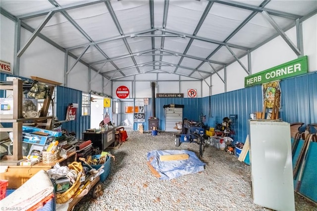 garage featuring metal wall