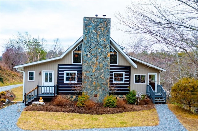 view of front of property featuring a chimney