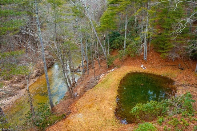 bird's eye view featuring a view of trees