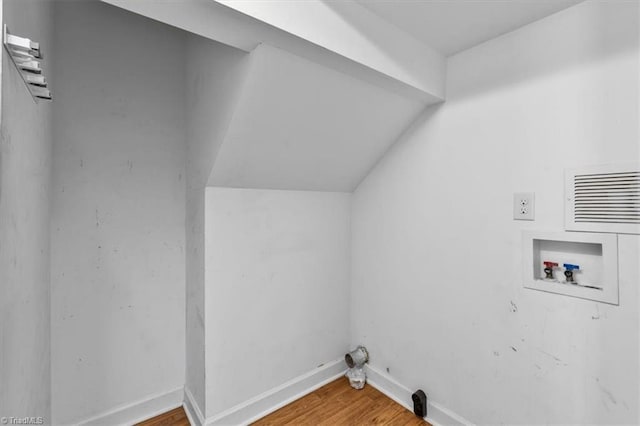 810 Mobile St, High Point, NC 27262 - washroom featuring washer hookup, wood finished floors, and baseboards