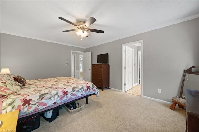 4012 Clarendon Ave, Winston-Salem, NC 27106 - bedroom featuring light colored carpet, crown molding, and a ceiling fan