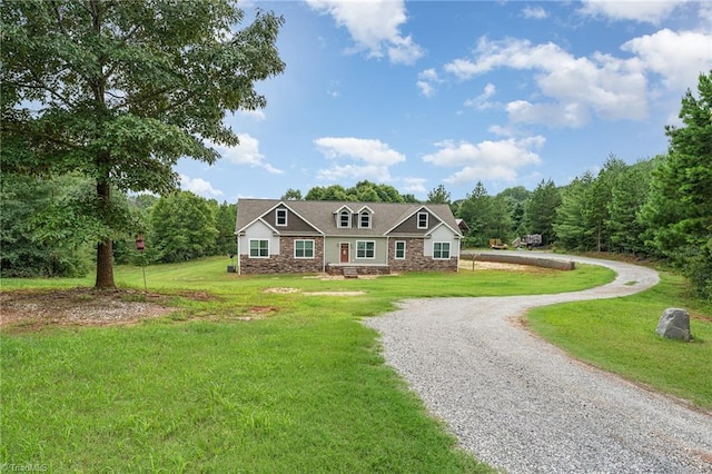 view of front of home with a front yard