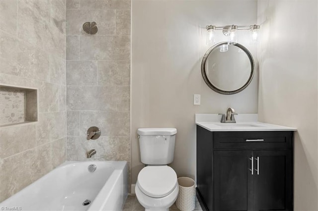 full bathroom featuring vanity, toilet, and shower / bathtub combination