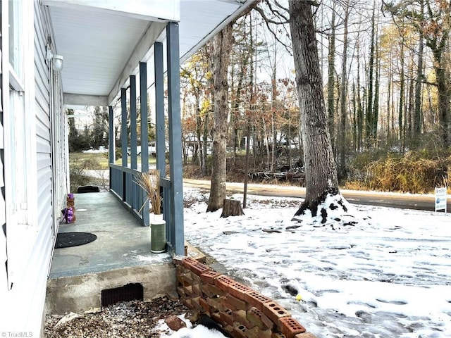 view of yard covered in snow