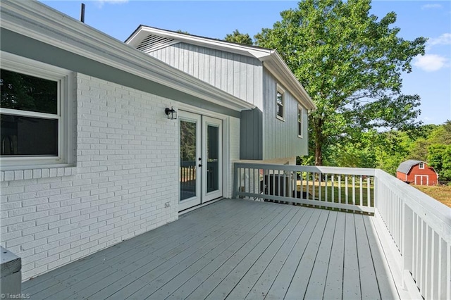 deck featuring cooling unit and french doors