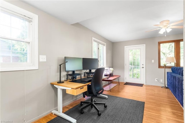 2909 Shamrock Dr, Greensboro, NC 27408 - office space with light wood-type flooring, baseboards, and a ceiling fan