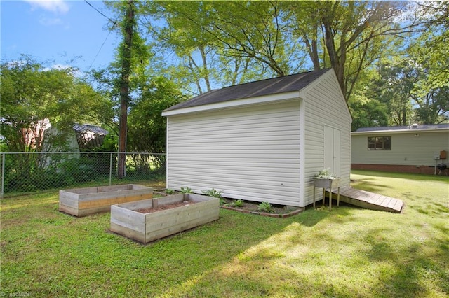 2909 Shamrock Dr, Greensboro, NC 27408 - view of shed featuring a vegetable garden