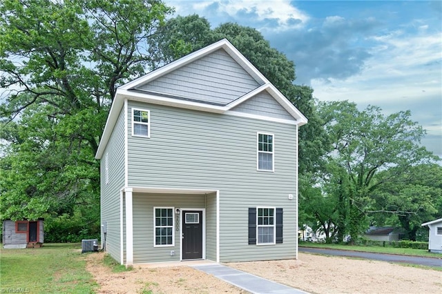 view of front facade featuring central AC unit
