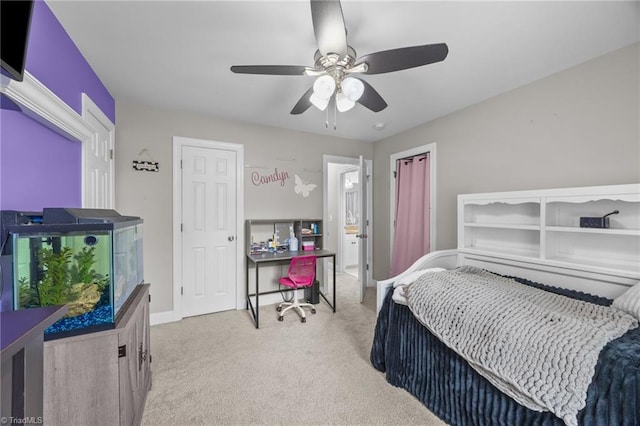 6089 Pleasant Field Dr, Greensboro, NC 27455 - bedroom with light carpet, ceiling fan, and baseboards