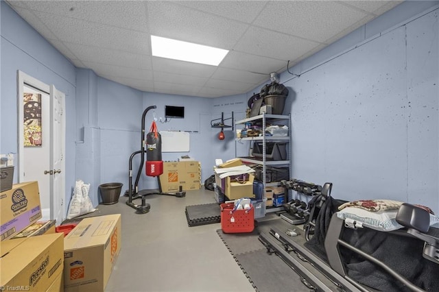 6089 Pleasant Field Dr, Greensboro, NC 27455 - exercise room featuring a drop ceiling