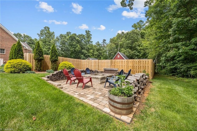 6089 Pleasant Field Dr, Greensboro, NC 27455 - view of yard with a fire pit and a patio
