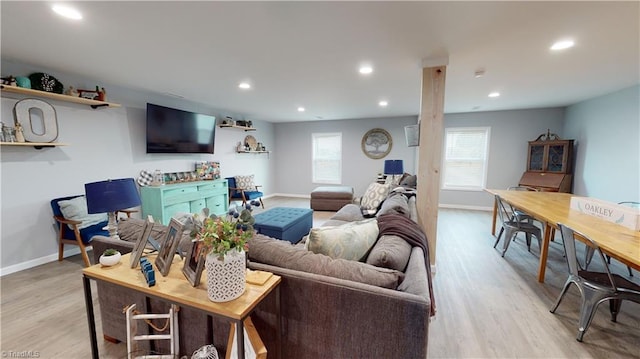 living room featuring light hardwood / wood-style floors